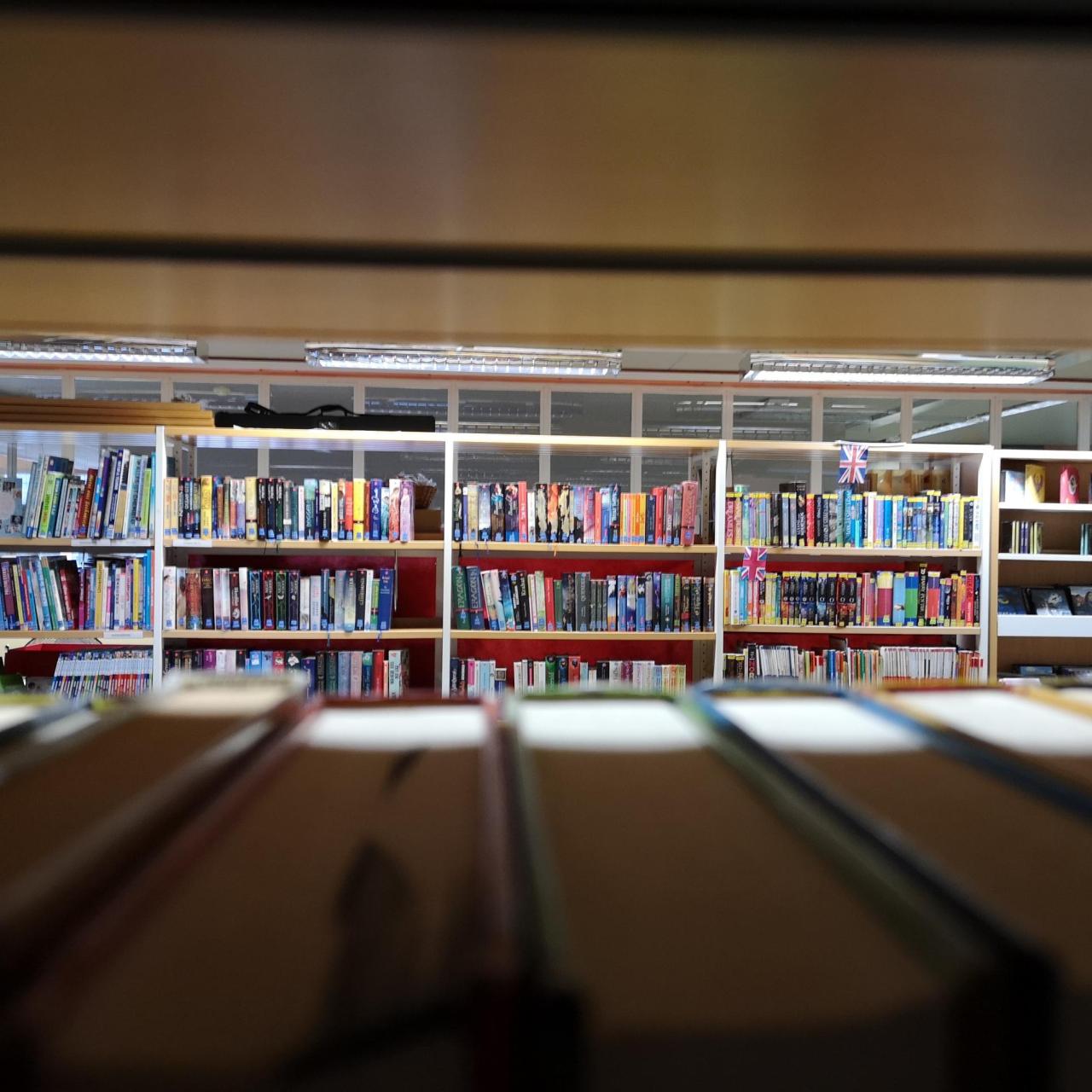 Sicht durch Buchregal